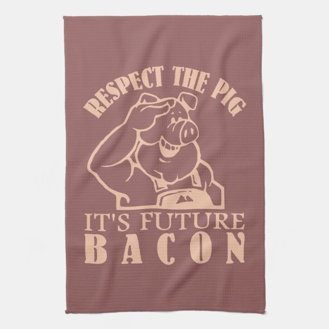 PIG TO BACON custom colour kitchen towel (Vertical)