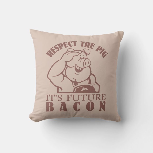 PIG TO BACON custom colour throw pillow (Front)