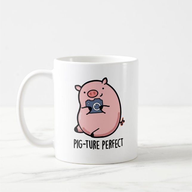 Pig-ture Perfect Funny Photography Pig Pun  Coffee Mug (Left)