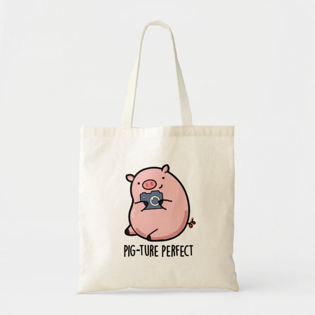 Pig-ture Perfect Funny Photography Pig Pun  Tote Bag (Front)