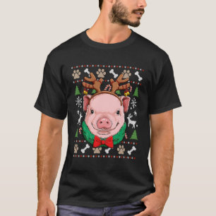 Pig Ugly Reindeer Antlers Xmas Girls Kids Farm For T-Shirt