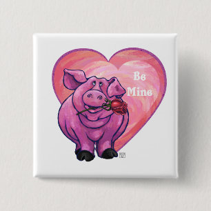 Pig Valentine's Day 15 Cm Square Badge