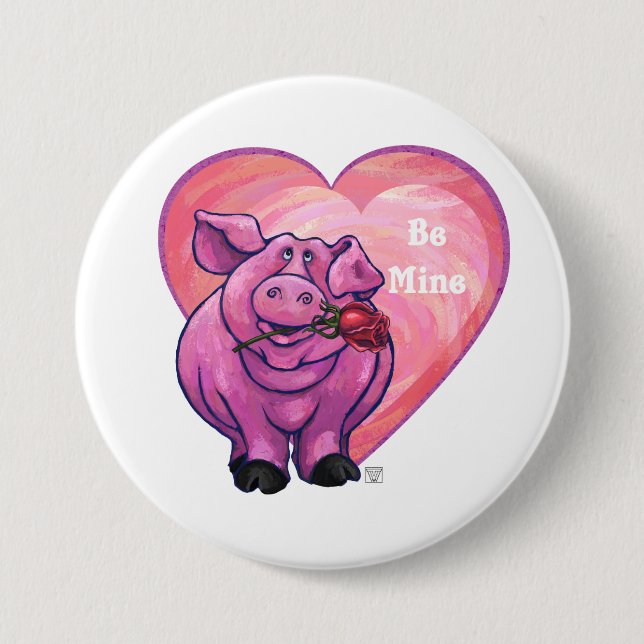 Pig Valentine's Day 7.5 Cm Round Badge (Front)