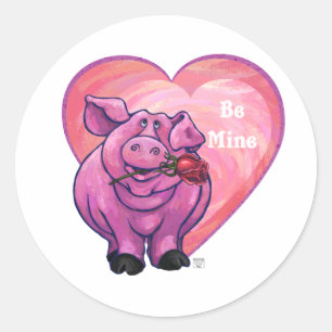 Pig Valentine's Day Classic Round Sticker