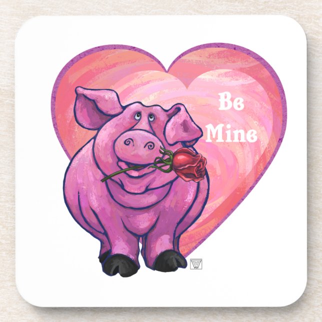 Pig Valentine's Day Coaster (Front)