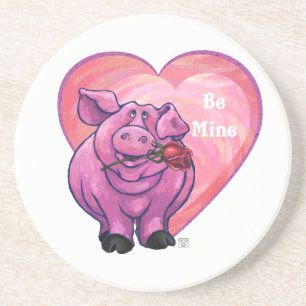 Pig Valentine's Day Coaster