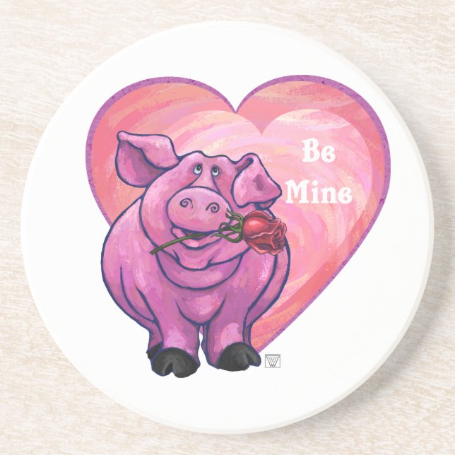 Pig Valentine's Day Coaster (Front)