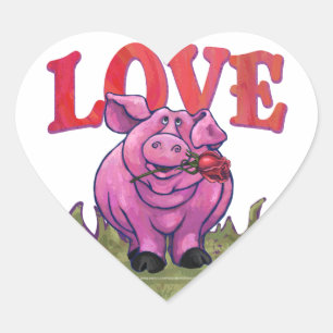 Pig Valentine's Day Heart Sticker