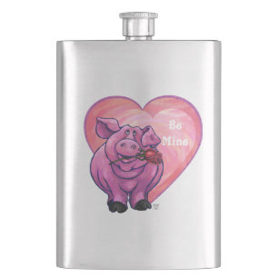 Pig Valentine's Day Hip Flask