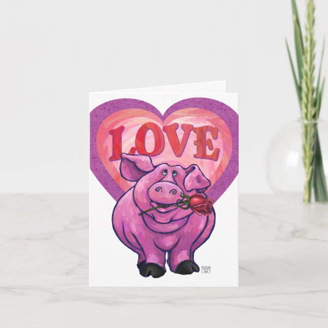 Pig Valentine's Day Holiday Card (Front)