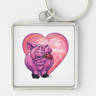 Pig Valentine's Day Key Ring