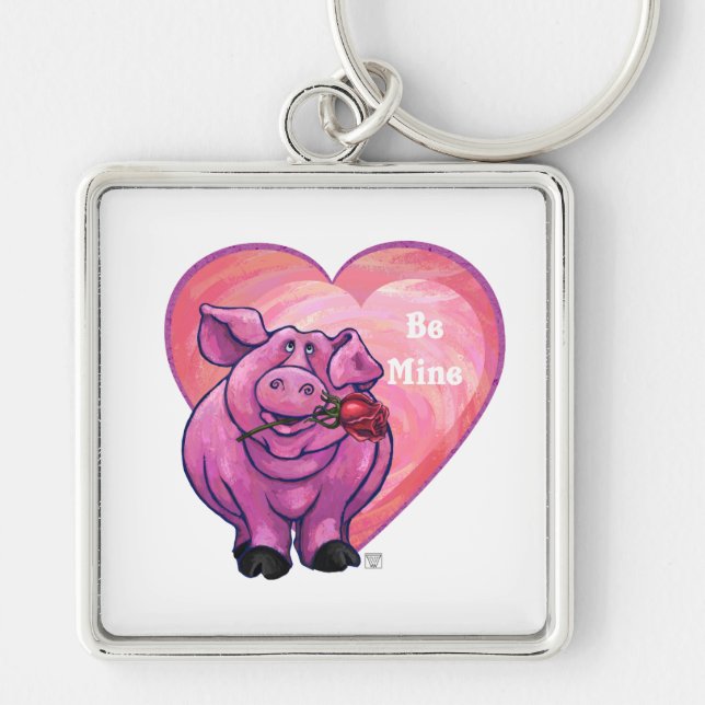 Pig Valentine's Day Key Ring (Front)