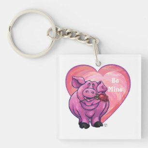 Pig Valentine's Day Key Ring