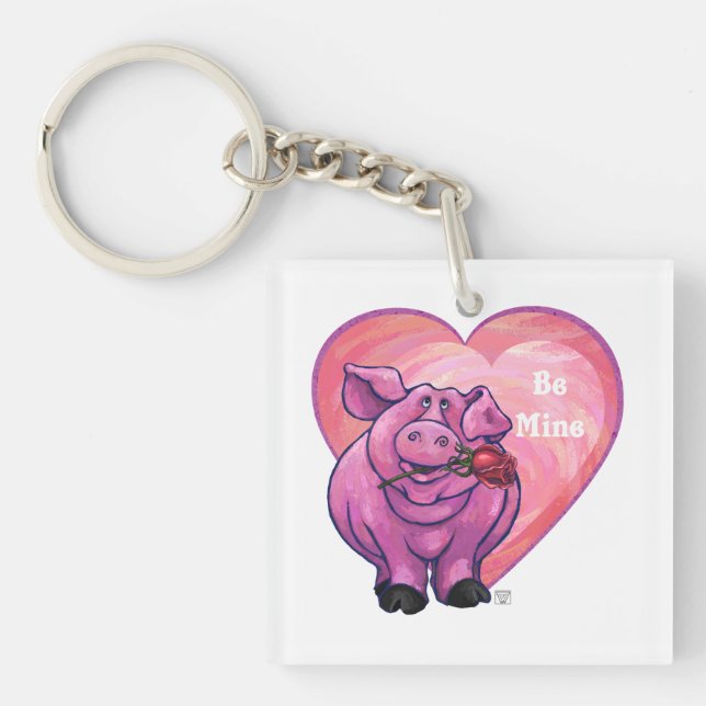 Pig Valentine's Day Key Ring (Front)