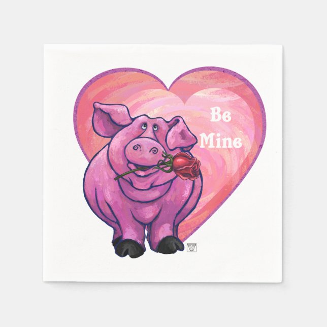 Pig Valentine's Day Napkin (Front)