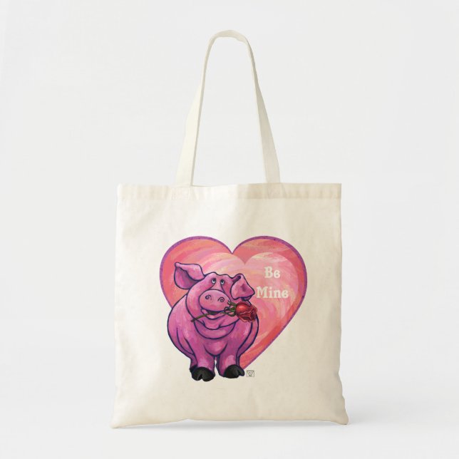 Pig Valentine's Day Tote Bag (Front)