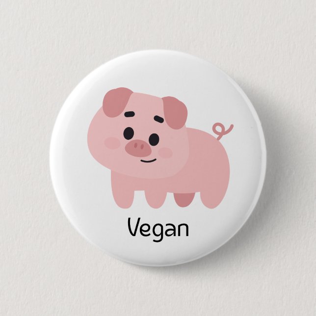 Pig Vegan 6 Cm Round Badge (Front)