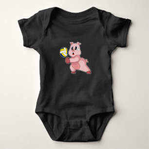 Pig Volleyball player Volleyball Sports Baby Bodysuit