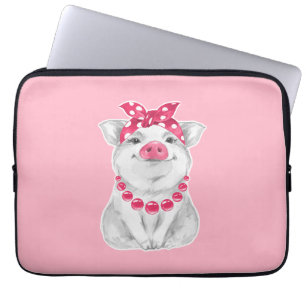 Pig wearing bandanna laptop sleeve