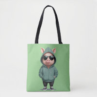 Pig Wearing Hoodie Funny Cool Animal Character 