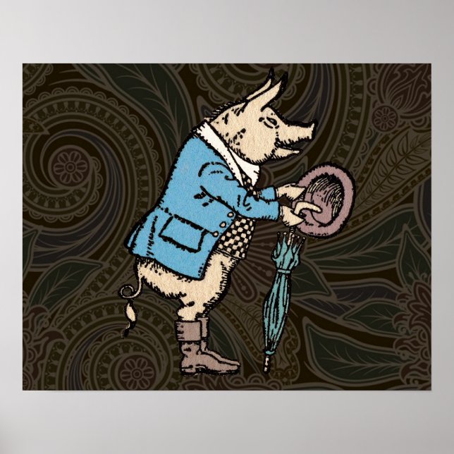 Pig Wearing Jacket Formal Antique Poster (Front)