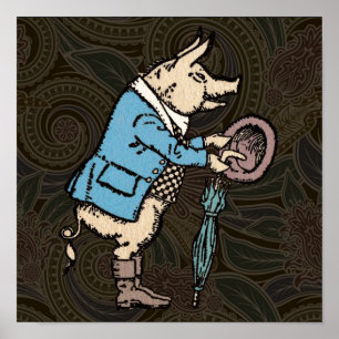 Pig Wearing Jacket Formal Antique Poster