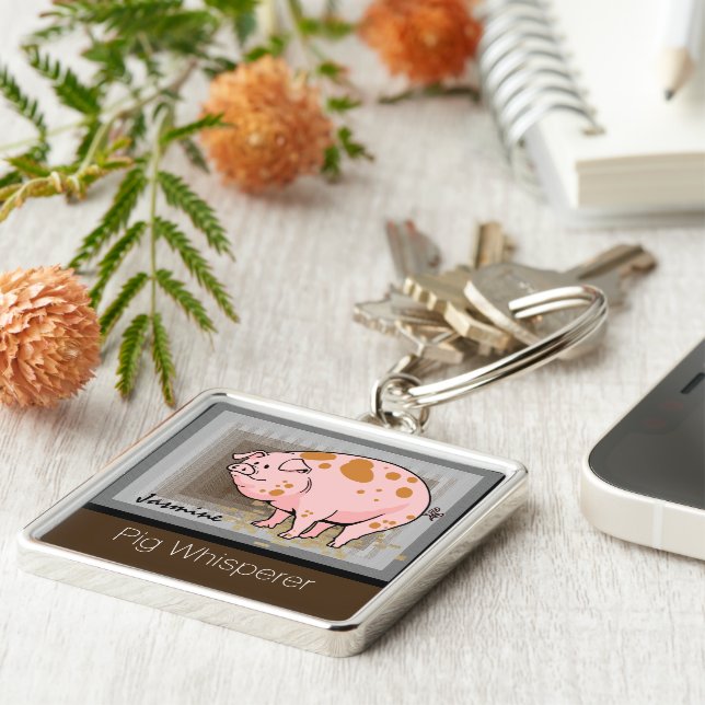Pig whisperer monogram key ring (Side)