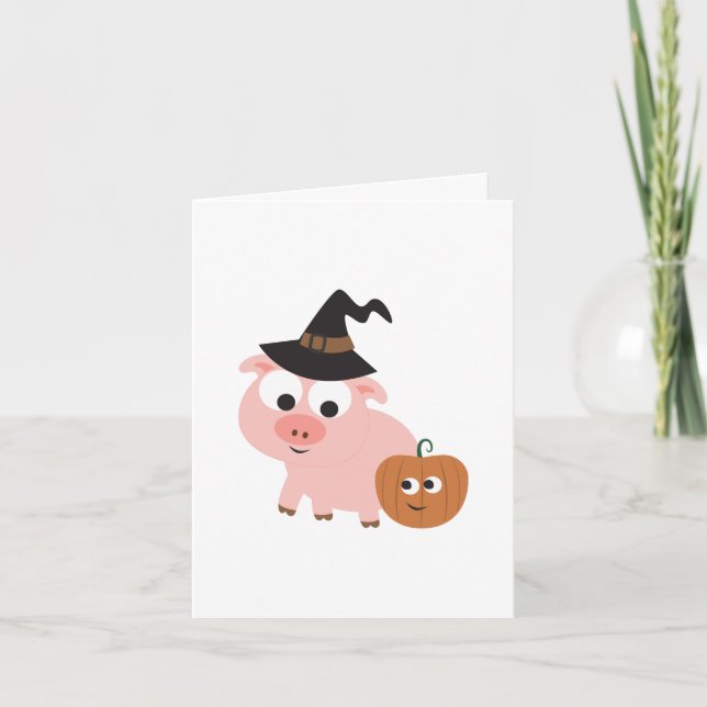 Pig Witch, Happy Halloween Card (Front)