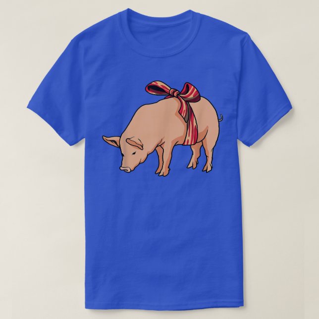 Pig With A Bacon Bow - BBQ Barbecue Breakfast Baco T-Shirt (Design Front)