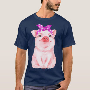 Pig with Bandana for Girl and Women T-Shirt
