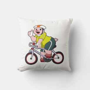 Pig with Bicycle & Helmet Cushion