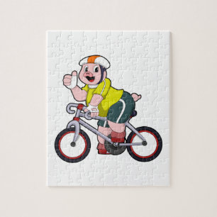 Pig with Bicycle & Helmet Jigsaw Puzzle