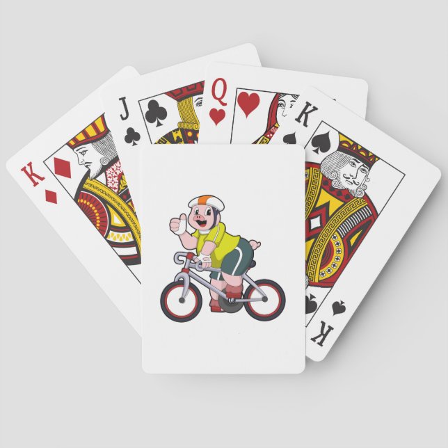 Pig with Bicycle & Helmet Playing Cards (Back)