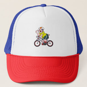 Pig with Bicycle & Helmet Trucker Hat
