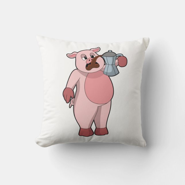 Pig with Coffee pot Cushion (Front)
