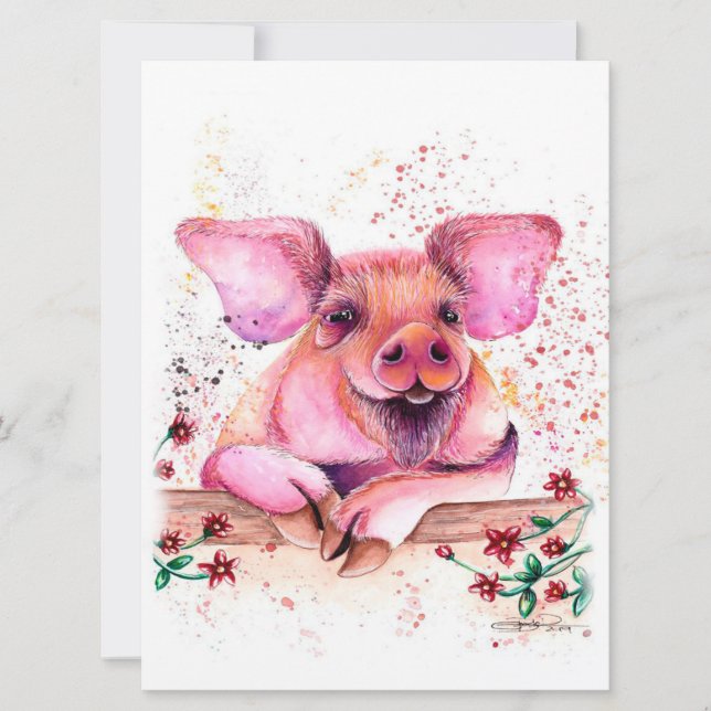 Pig With Flower | Art Design | Art Gift (Front)