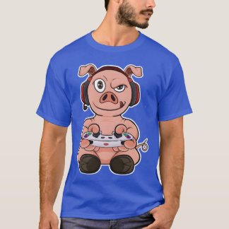 Pig With Gaming Controller I Funny Gaming I Gamer T-Shirt