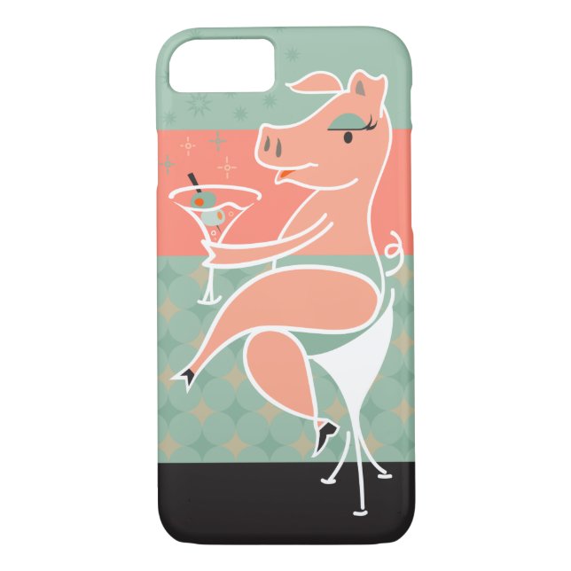 Pig with Martini Case-Mate iPhone Case (Back)