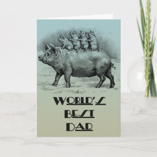 Pig with Piglets Father's Day Card