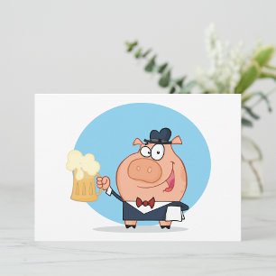 Pig With Pint of Beer Invitations