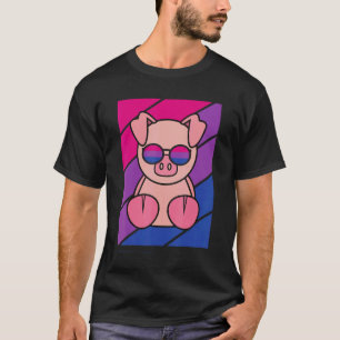 Pig With Pride Bisexual Flag Lgbtq Proud Ally Prid T-Shirt