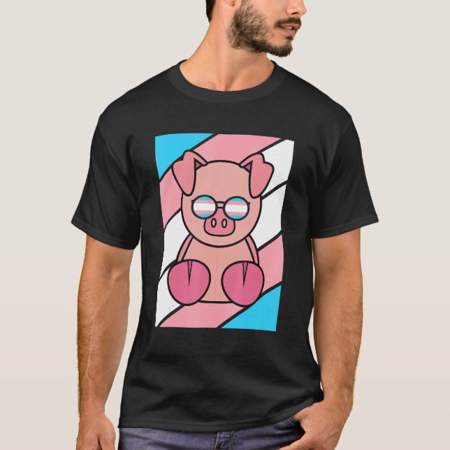 Pig With Pride Transgender Flag LGBTQ Proud Ally P T-Shirt (Front)