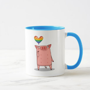Pig With Rainbow Balloon Mug