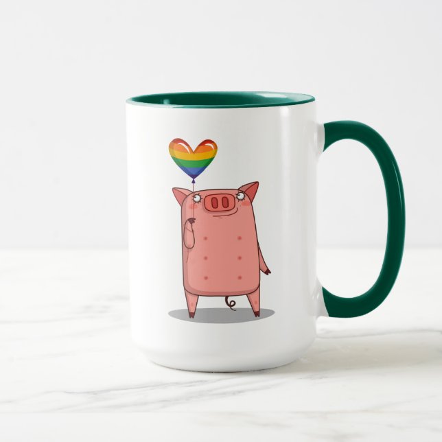 Pig With Rainbow Balloon Mug (Right)