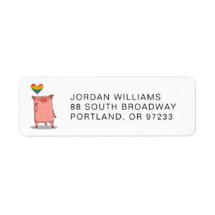 Pig With Rainbow Balloon Return Address Label