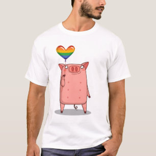 Pig With Rainbow Balloon T-Shirt