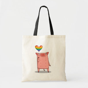 Pig With Rainbow Balloon Tote Bag