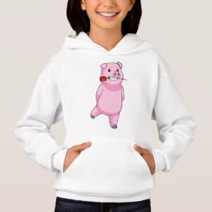 Pig with Rose Flower