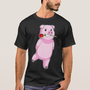 Pig with Rose Flower T-Shirt