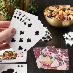 Pig with Rose Funny Playing Cards Gift - Gentleman